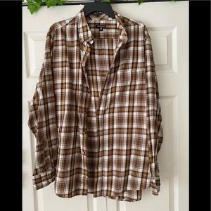 Brown plaid button up